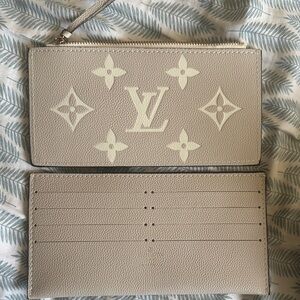 Taupe Monogram Zip Card Holder Wallet